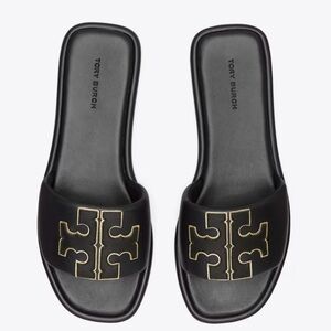 Tory Burch DOUBLE T SPORT SLIDE BLACK SIZE 10